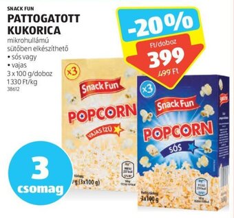 ALDI SNACK FUN PATTOGATOTT KUKORICA 3 x 100 g ajánlat