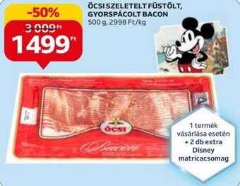 Auchan ÖCSI SZELETELT FÜSTÖLT, GYORSPÁCOLT BACON 500 g ajánlat