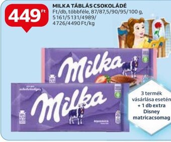 Auchan MILKA TÁBLÁS CSOKOLÁDÉ 87 - 100 g ajánlat