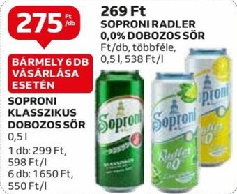 Auchan SOPRONI KLASSZIKUS DOBOZOS SÖR 0,5 l ajánlat
