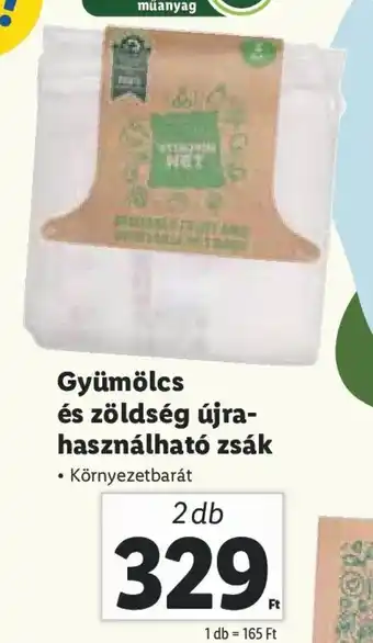 Lidl Gyümölcs és zöldség újra-használható zsák 2 db ajánlat