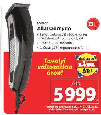 Lidl zoofari Állatszőrnyíró 1 db ajánlat