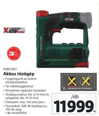 Lidl PARKSIDE Akkus tűzőgép 1 db ajánlat