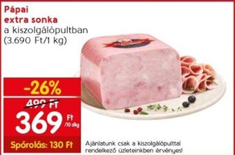 Spar Pápai extra sonka 10 dkg ajánlat