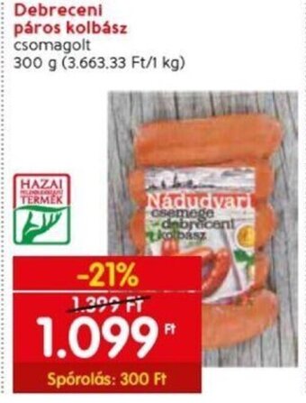 Spar Debreceni páros kolbász 300 g ajánlat