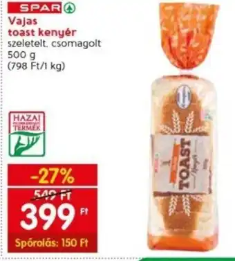 Spar SPAR Vajas toast kenyér 500 g ajánlat