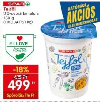 Spar SPAR Tejföl 450 g ajánlat