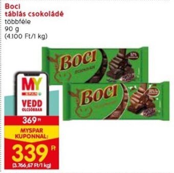 Spar Boci táblás csokoládé 90 g ajánlat