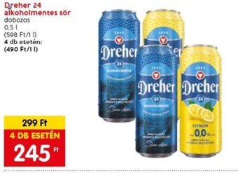 Spar Dreher 24 alkoholmentes sör 0,5 l ajánlat