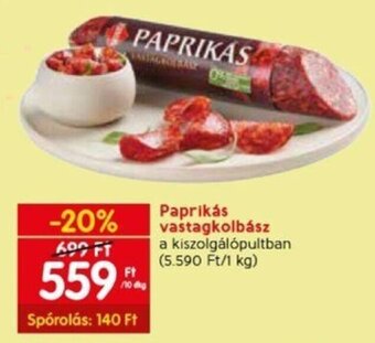 Spar Paprikás vastagkolbász 10 dkg ajánlat