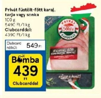 Tesco Privát füstölt-fött karaj, tarja vagy sonka 100g ajánlat