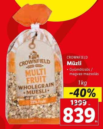 Lidl CROWNFIELD Müzli 1 kg ajánlat