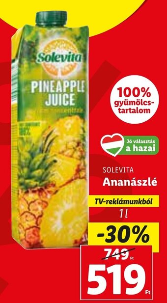 Lidl SOLEVITA Ananászlé 1 l ajánlat