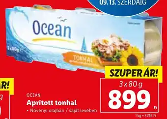 Lidl OCEAN Aprított tonhal 3 x 80 g ajánlat