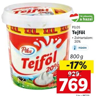 Lidl PILOS Tejföl 800 g ajánlat