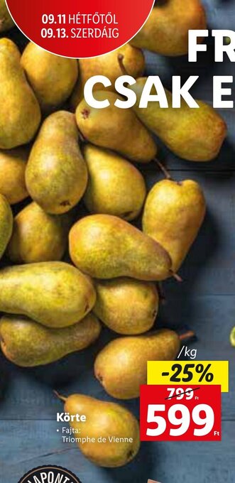 Lidl Körte 1 kg ajánlat