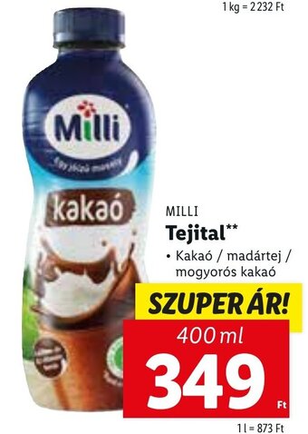 Lidl MILLI Tejital 400 ml ajánlat