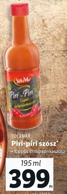 Lidl SOL&MAR Piri-piri szósz 195 ml ajánlat
