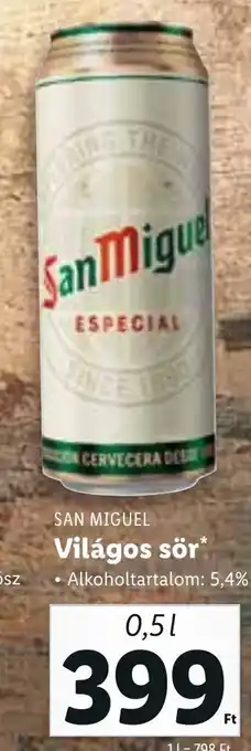 Lidl SAN MIGUEL Világos sör 0,5 l ajánlat