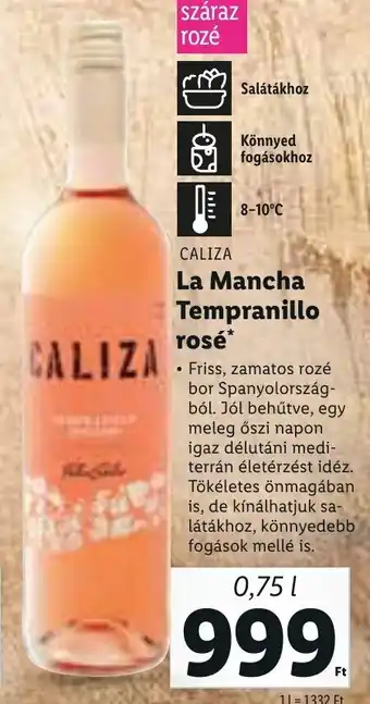 Lidl CALIZA La Mancha Tempranillo rosé 0,75 l ajánlat