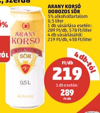 PENNY ARANY KORSÓ DOBOZOS SÖR 0,5 l ajánlat