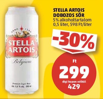 PENNY STELLA ARTOIS DOBOZOS SÖR 0,5 l ajánlat