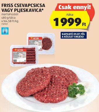 ALDI FRISS CSEVAPCSICSA VAGY PLJESKAVICA 480 g ajánlat