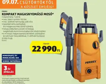 ALDI FERREX KOMPAKT MAGASNYOMÁSÚ MOSÓ 1 db ajánlat