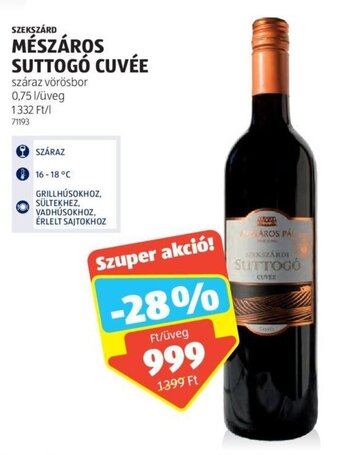 ALDI SZEKSZÁRD MÉSZÁROS SUTTOGÓ CUVÉE 0,75 l ajánlat