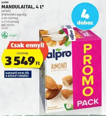 ALDI ALPRO MANDULAITAL 4 x 1 l ajánlat