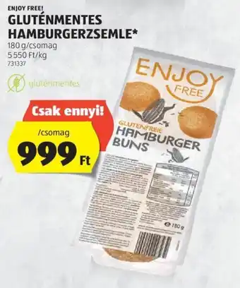 ALDI ENJOY FREE! GLUTÉNMENTES HAMBURGERZSEMLE 180 g ajánlat