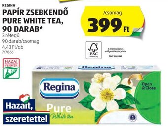 ALDI REGINA PAPÍR ZSEBKENDŐ PURE WHITE TEA 90 db ajánlat