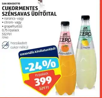 ALDI SAN BENEDETTO CUKORMENTES SZÉNSAVAS ÜDÍTŐITAL 0,75 l ajánlat