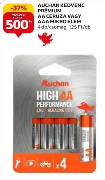 Auchan AUCHAN KEDVENC PRÉMIUM AA CERUZA VAGY AAA MIKRO ELEM 4 db ajánlat