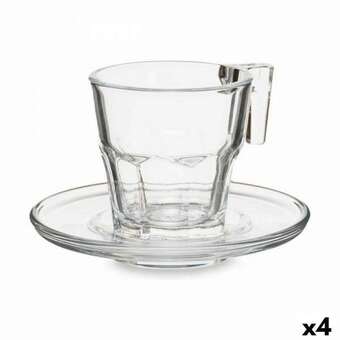 6 csésze alátéttel készlet casablanca átlátszó üveg 4 egység (70 ml)