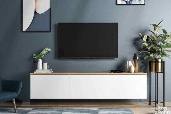 Estilofina Design falra szerelhető tv asztal valeriy 160 cm fehér tölgy ajánlat