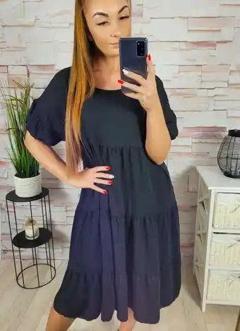 NorenStore A vonalú, fodros aljú, rövid ujjú ruha l-xl ajánlat