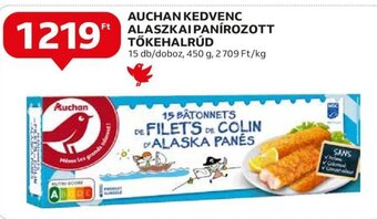 Auchan AUCHAN KEDVENC ALASZKAI PANÍROZOTT TŐKEHALRÚD 15 db ajánlat