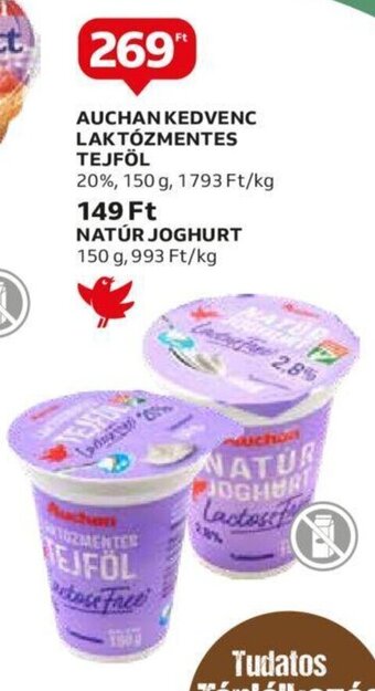 Auchan AUCHAN KEDVENC LAKTÓZMENTES TEJFÖL 150 g ajánlat