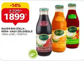 Auchan BAUER BIO CÉKLA-, RÉPA-VAGY ZÖLDSÉGLÉ 0,98 l ajánlat
