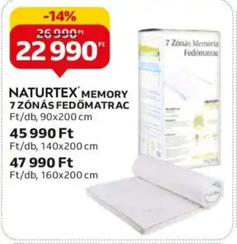 Auchan NATURTEX MEMORY 7 ZÓNÁS FEDŐMATRAC 1 db ajánlat