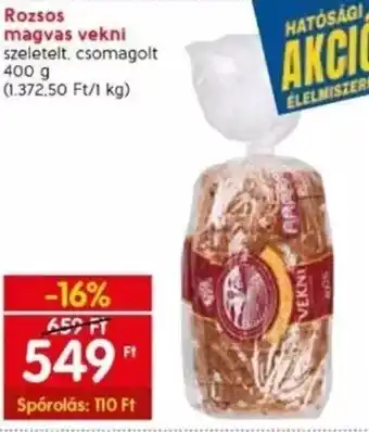 Spar Rozsos magvas vekni 400 g ajánlat