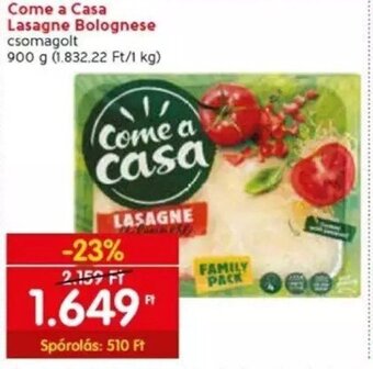 Spar Come a Casa Lasagne Bolognese 900 g ajánlat