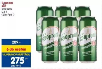 Spar Soproni sör 0,5 l ajánlat