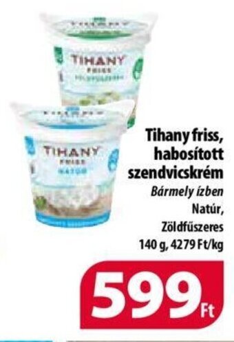 Coop Tihany friss, habosított szendvicskrém 140 g ajánlat