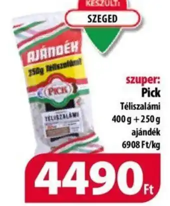 Coop Pick Téliszalámi 400 g + 250 g ajánlat
