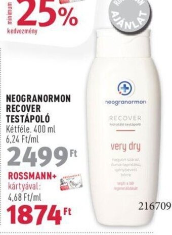 Rossmann NEOGRANORMON RECOVER TESTÁPOLÓ 400 ml ajánlat