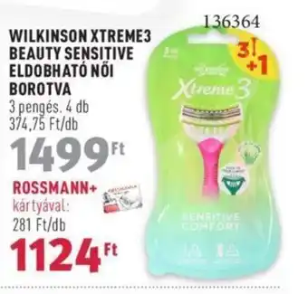 Rossmann WILKINSON XTREME3 ELDOBHATÓ NŐI BOROTVA 4 db ajánlat
