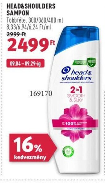 Rossmann HEAD&SHOULDERS SAMPON 300 - 400 ml ajánlat