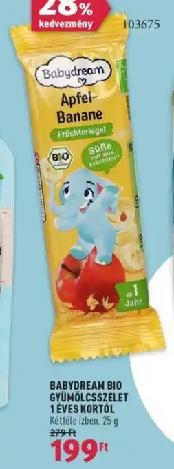 Rossmann BABYDREAM BIO GYÜMÖLCSSZELET 1 ÉVES KORTÓL 25 g ajánlat